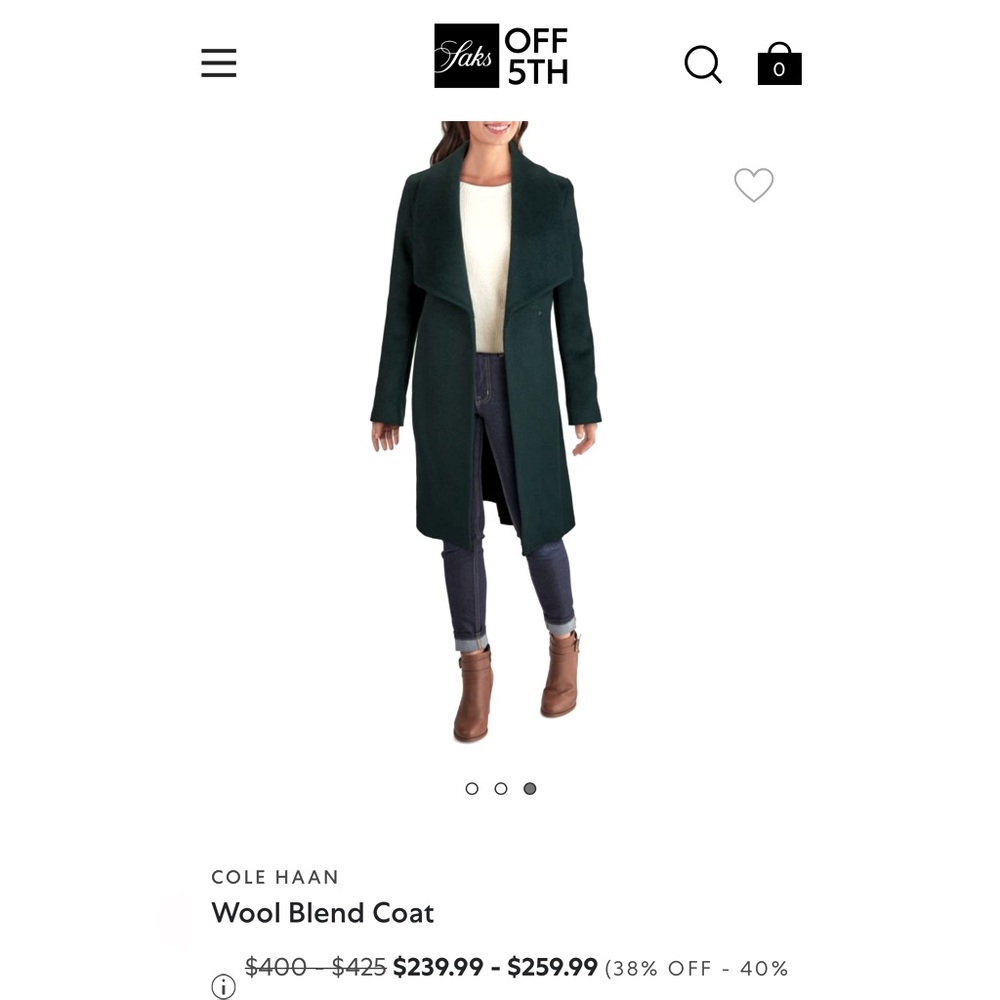 Cole Haan Wool-blend Wrap Coat - Emerald Green - Women’s Size 2